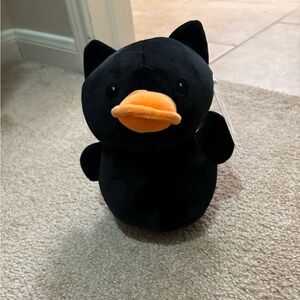 Black Plush Duck Toy with Orange Beak